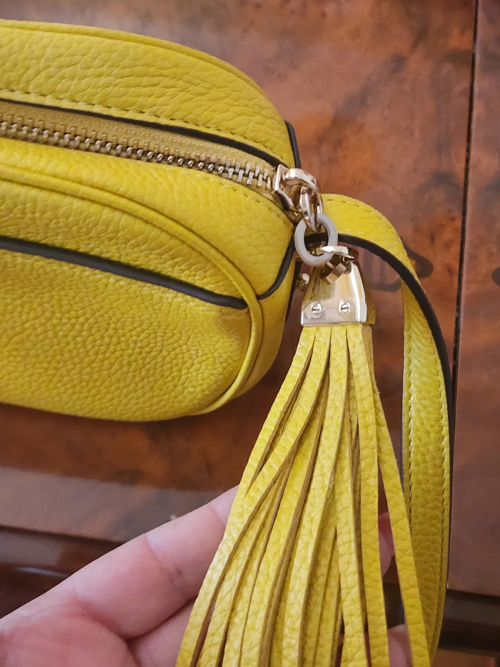 ✨️kate spade Yellow Pebbled Leather Crossbody with Tassel